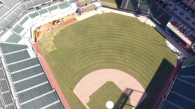 Overhead view of Camden Yards ball field